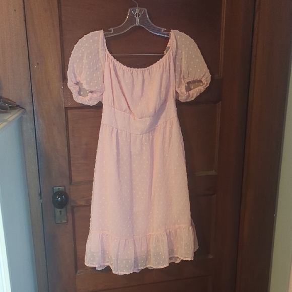 Layner Pink Puff Sleeve Dress - Picture 1 of 2